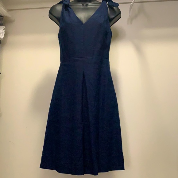 Linen Navy Blue Dress - Picture 2 of 4